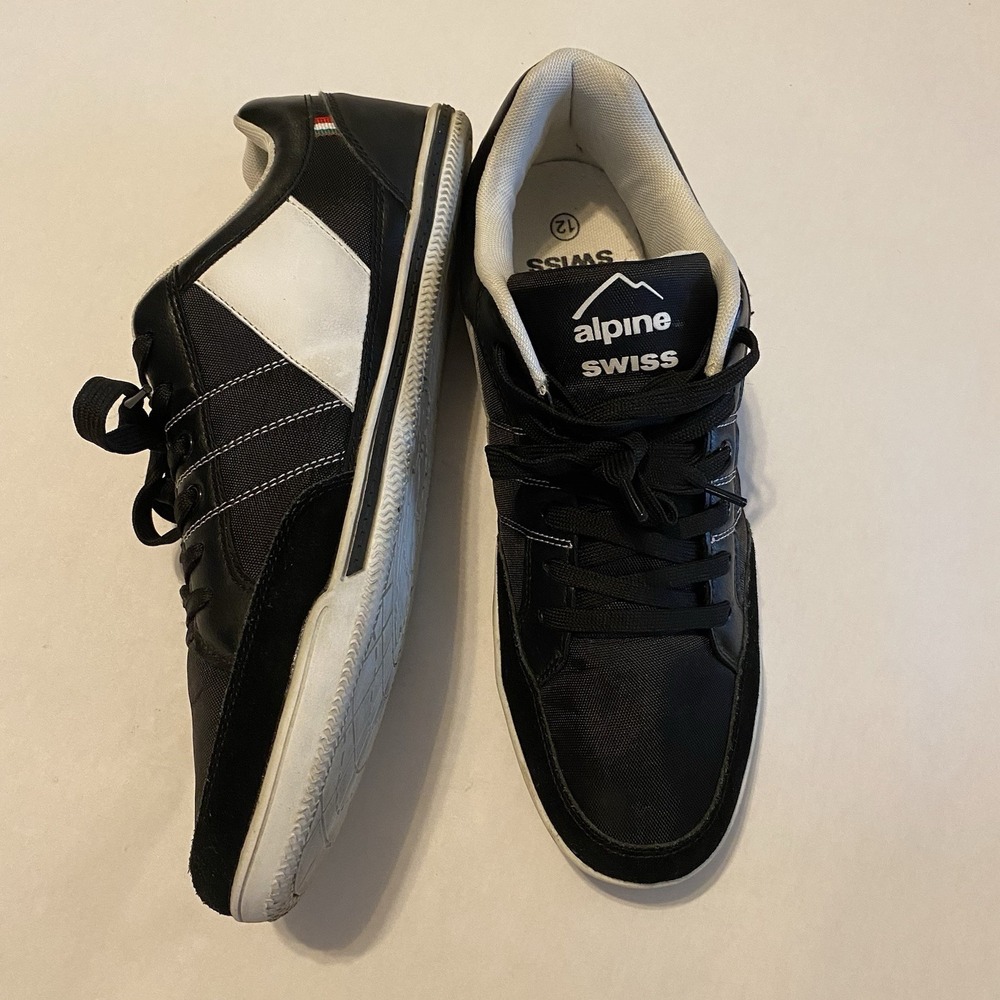 Alpine Swiss Black Stefan Suede Trim Retro Fashion Sneakers Mens Size 12 Futbol